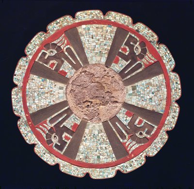 Teotezcacuitiapili, sprzączka do pasa noszona przez dostojników przedstawiająca cztery ogniste węże, z El Castillo, Chitchen Itza, stan Jukatan, 987-1185 (mozaika) autorstwa Pre Columbian